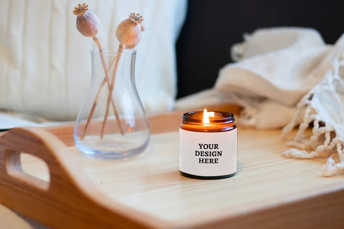 Amber Jar candle mockup jar label mockup 9oz candle jar Etsy