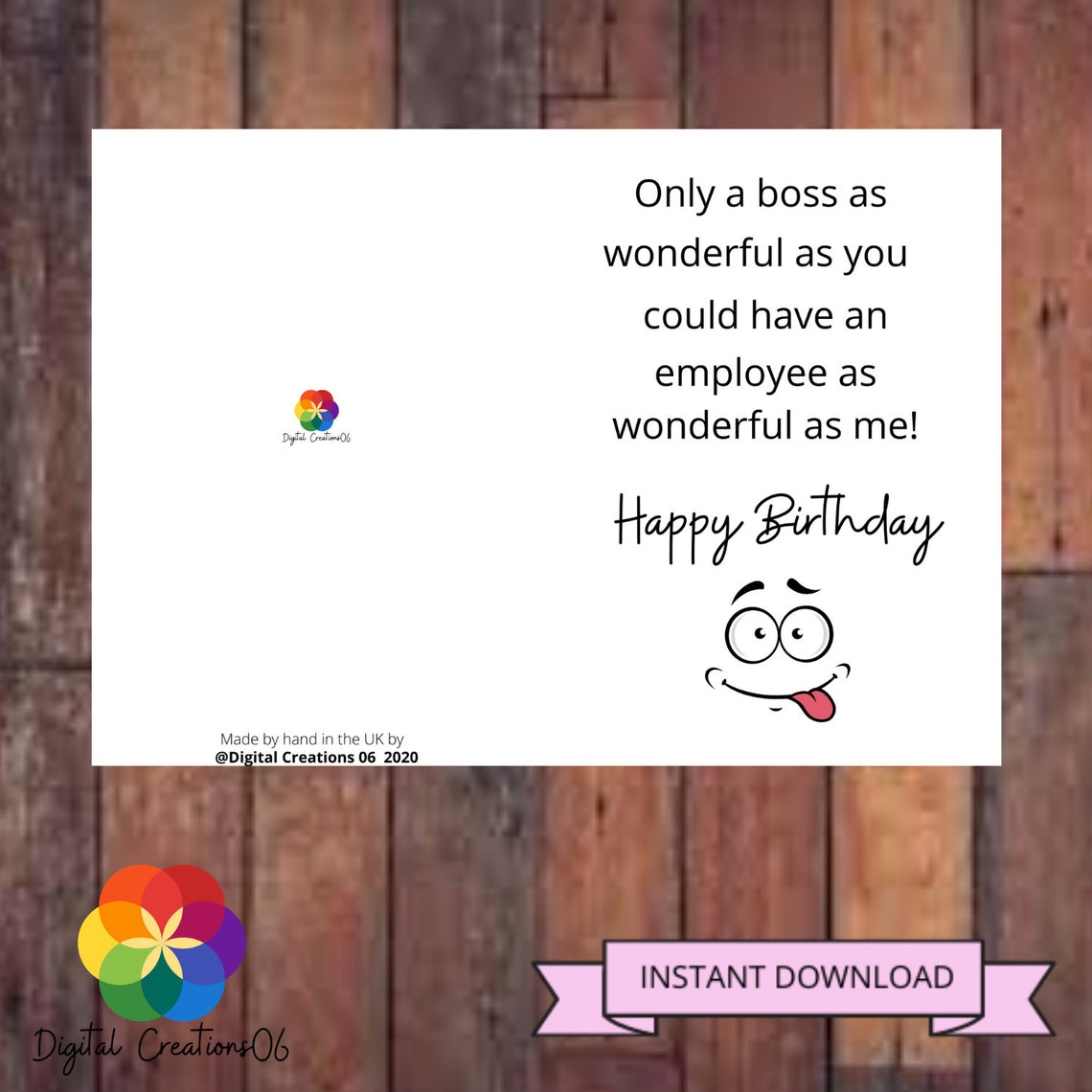 printable funny boss birthday card boss card boss etsy