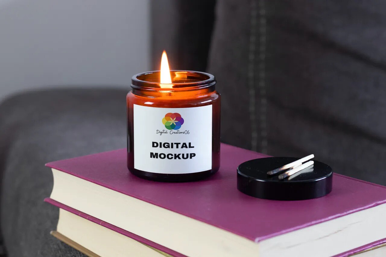 Amber Jar Candle Mockup Candle Stock Photo Jar Label Mockup Etsy