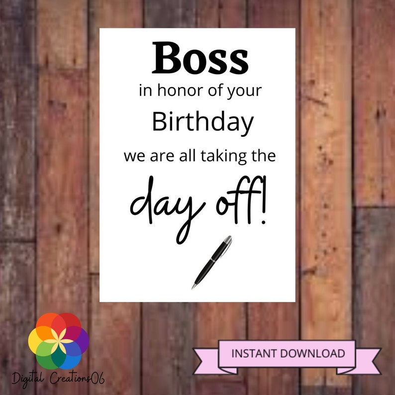 Boss Birthday Card Printable