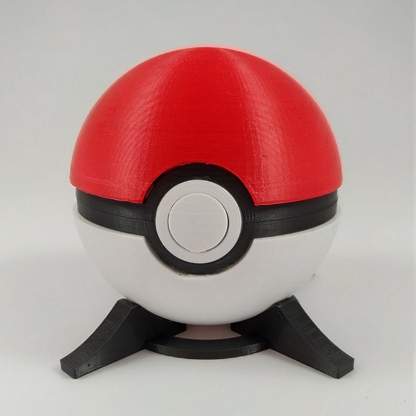 Realistic Pokeball with button-release hinged lid 3D Printed