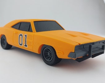 General Lee Dodge Charger 3D-utskriven replika - Dukes of Hazzard-bil (skala 1/24)