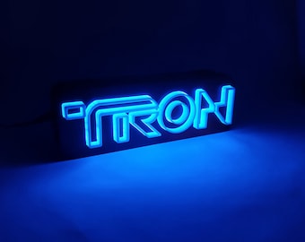 Tron Legacy LED Logo Lamp: 3D Printed Backlit Table Decor