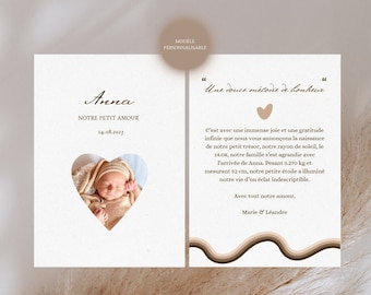 Faire Part de Naissance Personnalisable