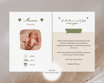 Faire Part de Naissance Personnalisable