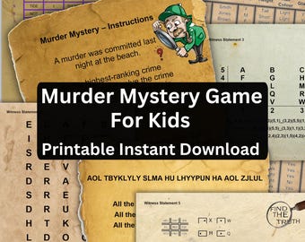 Printable Murder Mystery Game for Kids | Instant Download Detective Whodunit Party Game | Classroom & Family Activity (Age 10+)