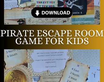 Pirate Escape Room Game For Kids - Printable instant download