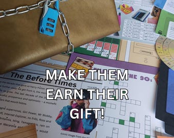 90s Escape Room Game Kit – Lockable Gift Box – Add Your Own Gift