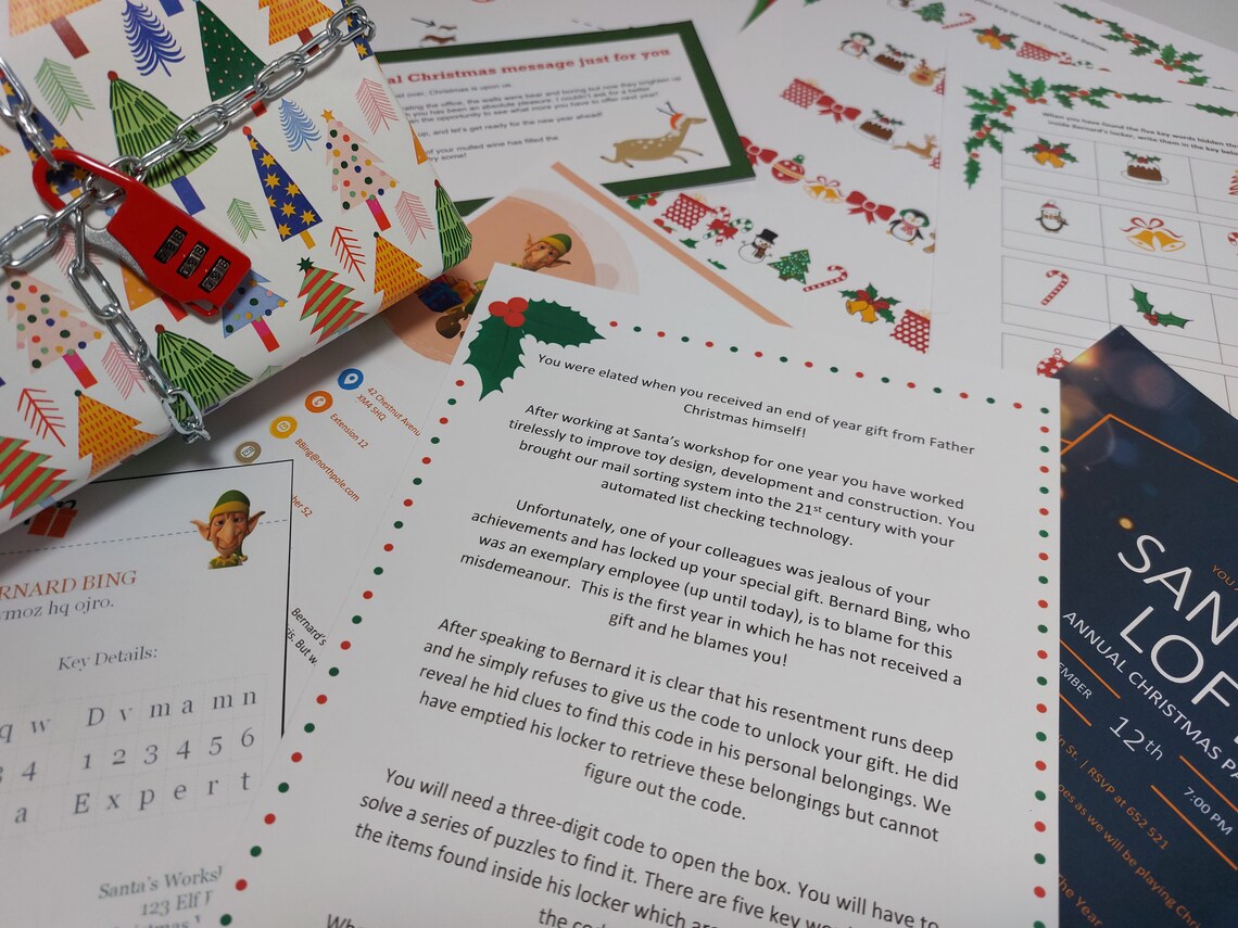 Christmas Escape Room Kit With Lockable Gift Box Etsy UK