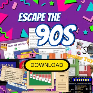 90s Escape Room in an Envelope | Printable Instant Download Retro Puzzle for Game Night