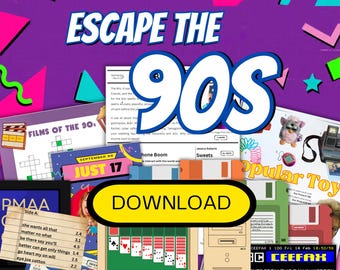 90s Escape Room in an Envelope | Printable Instant Download Retro Puzzle for Game Night