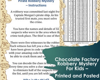 Pirate Robbery Mystery Game For Kids - Printed and Posted