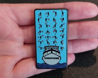 Semaphore Code Enamel Pin – Escape Room Puzzle Gift