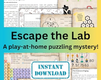 Escape Room Game - Escape the Lab - Printable Instant Download - Play-at-home puzzling mystery!