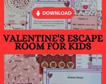 Gioco Escape Room per bambini di San Valentino - Download immediato e stampabile