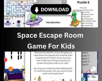 Space Escape Room Game For Kids - Printable instant download