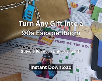90s Escape Room Kit | Printable Gift Reveal Game | Instant Download