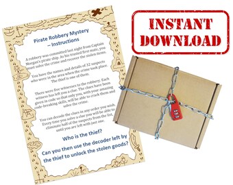 Kit per Escape Room per bambini - Download immediato stampabile - Mistero di rapina ai pirati