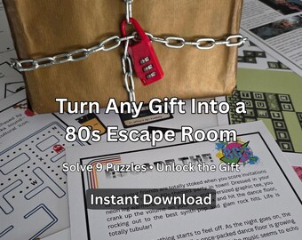 80s Escape Room Kit | Printable Gift Reveal Game | Instant Download