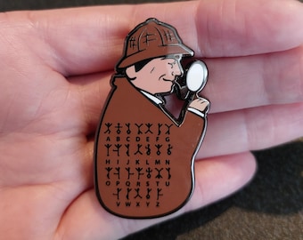 Sherlock Holmes Enamel Pin – Dancing Men Cipher, Escape Room Gift
