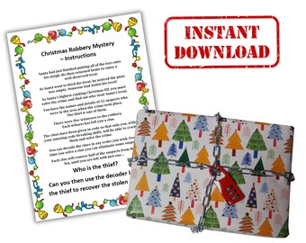 Christmas Robbery Mystery Kit For Kids - Escape Room Inspired - Printable Instant Download