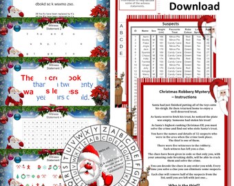 Christmas Robbery Mystery Game For Kids - Instant Download