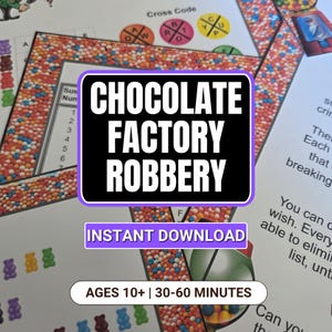 Juego de misterio del robo en la fábrica de chocolate para niños / Juego de detectives imprimible