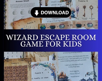 Wizard Escape Room Game For Kids - Printable instant download