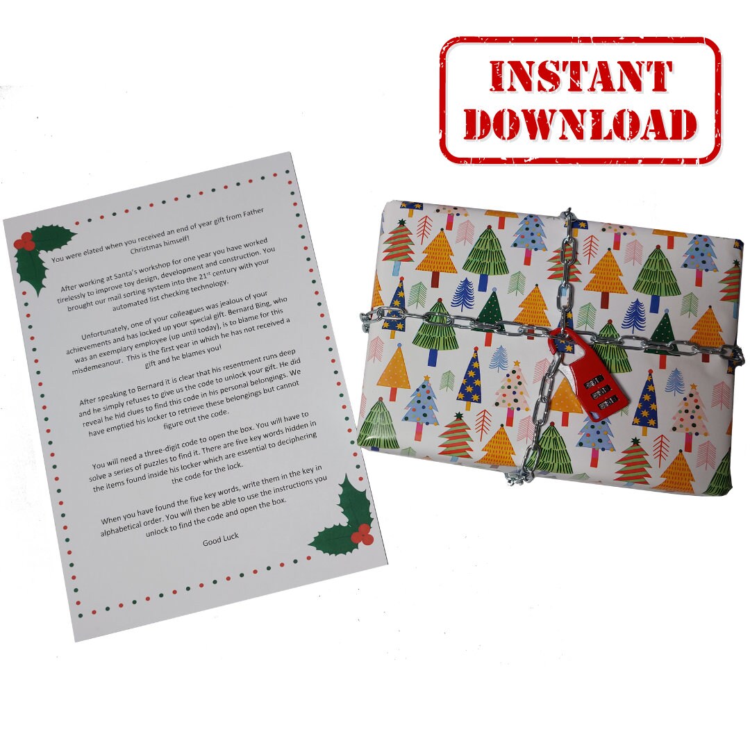 Christmas Escape Room Kit Printable Instant Download Etsy