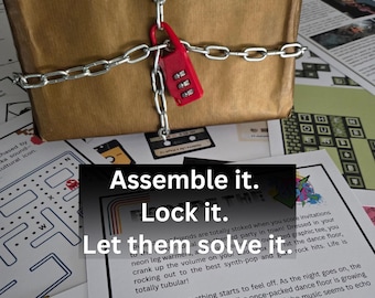 80s Escape Room Kit – Lockable Gift Box Puzzle Game – Add Your Own Gift