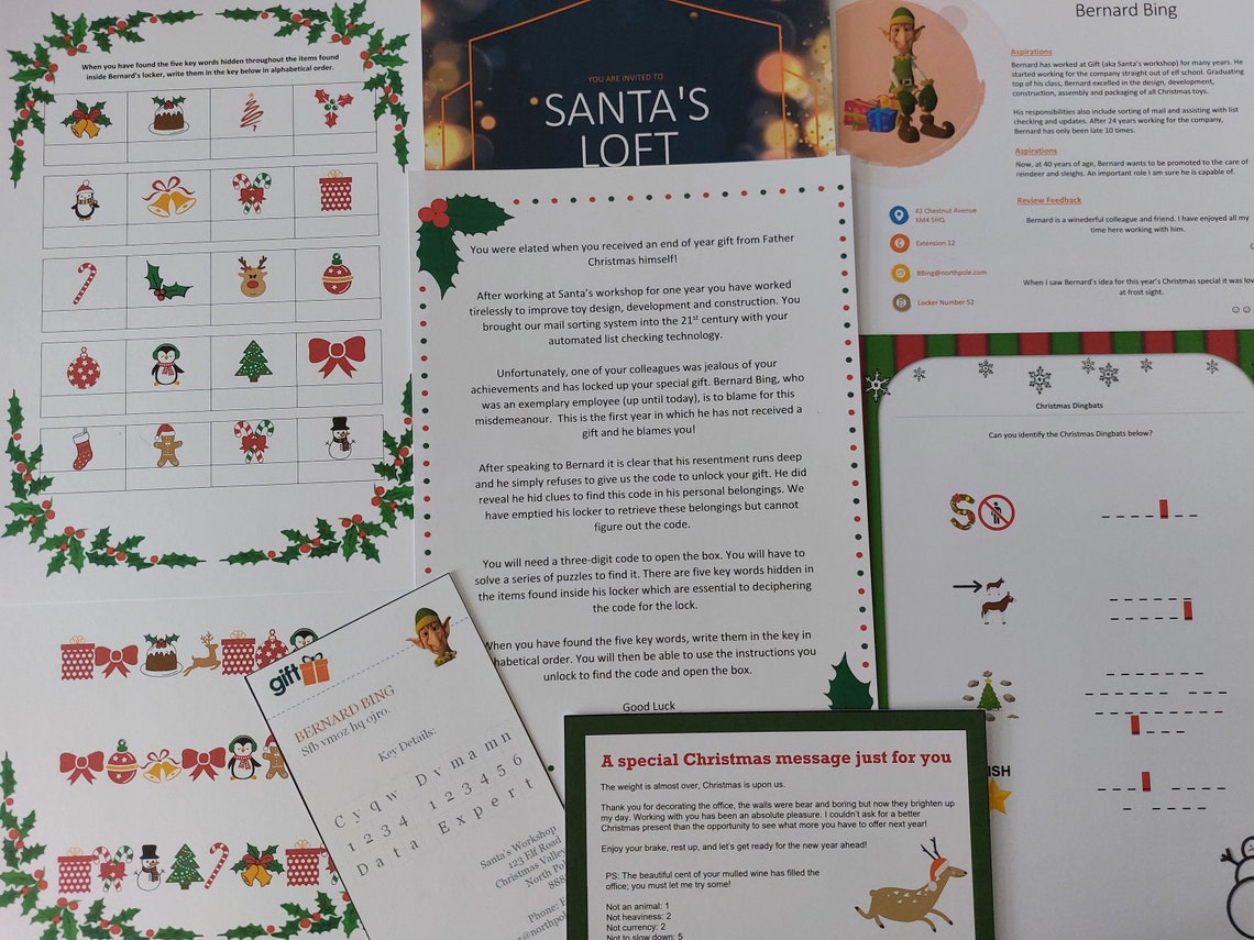 Christmas Escape Room Kit With Lockable Gift Box Etsy UK