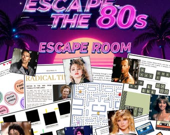 80s Escape Room Game in an Envelope - Play-at-home puzzling mystery!