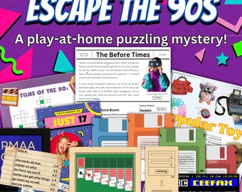 90s Escape Room Game in an Envelope - Play-at-home puzzling mystery!
