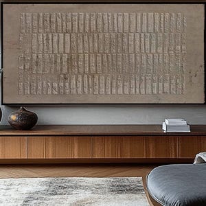 Wabi Sabi Textured Abstract Oil Painting - Handcrafted Minimalist Wall Art in Earth Tones, Japandi Style Canvas for Modern Neutral Interiors