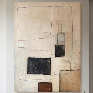 Original Wabi Sabi Textured Abstract Wall Art - Japandi Neutral Oil Painting on Canvas - Handmade Organic Minimalist Earth Tone Home Decor