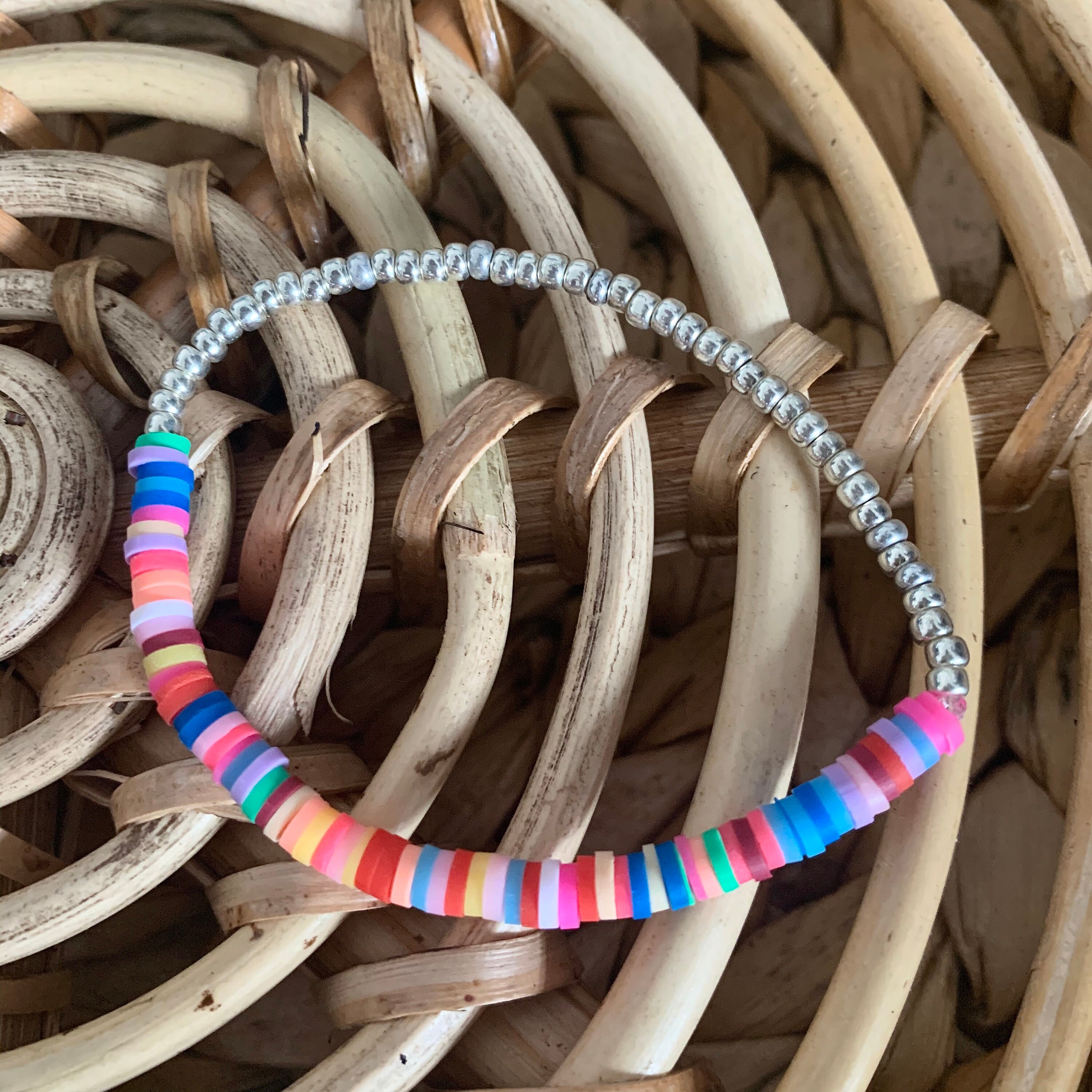 Adults Rainbow Heishi Bead Bracelet Etsy