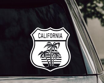 Raamsticker California Beach autosticker/badge palmbomen