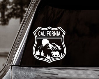 California Mountains Badge Decal/ Black Bear Window Sticker