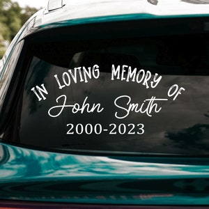 Personalized Name In Loving Memory Car Decal/ Memorial Wall Sticker