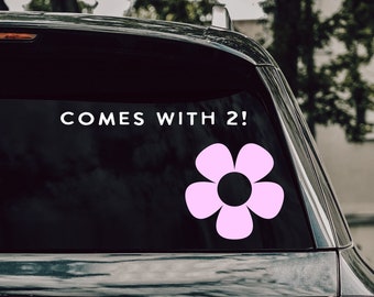 Bildekal med hippieblomma/fönsterdekal med 70-tals retro-prästkrage