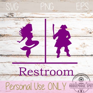 Mermaid and Pirate Bathroom Sign SVG/ Instant Download/ PNG/ EPS