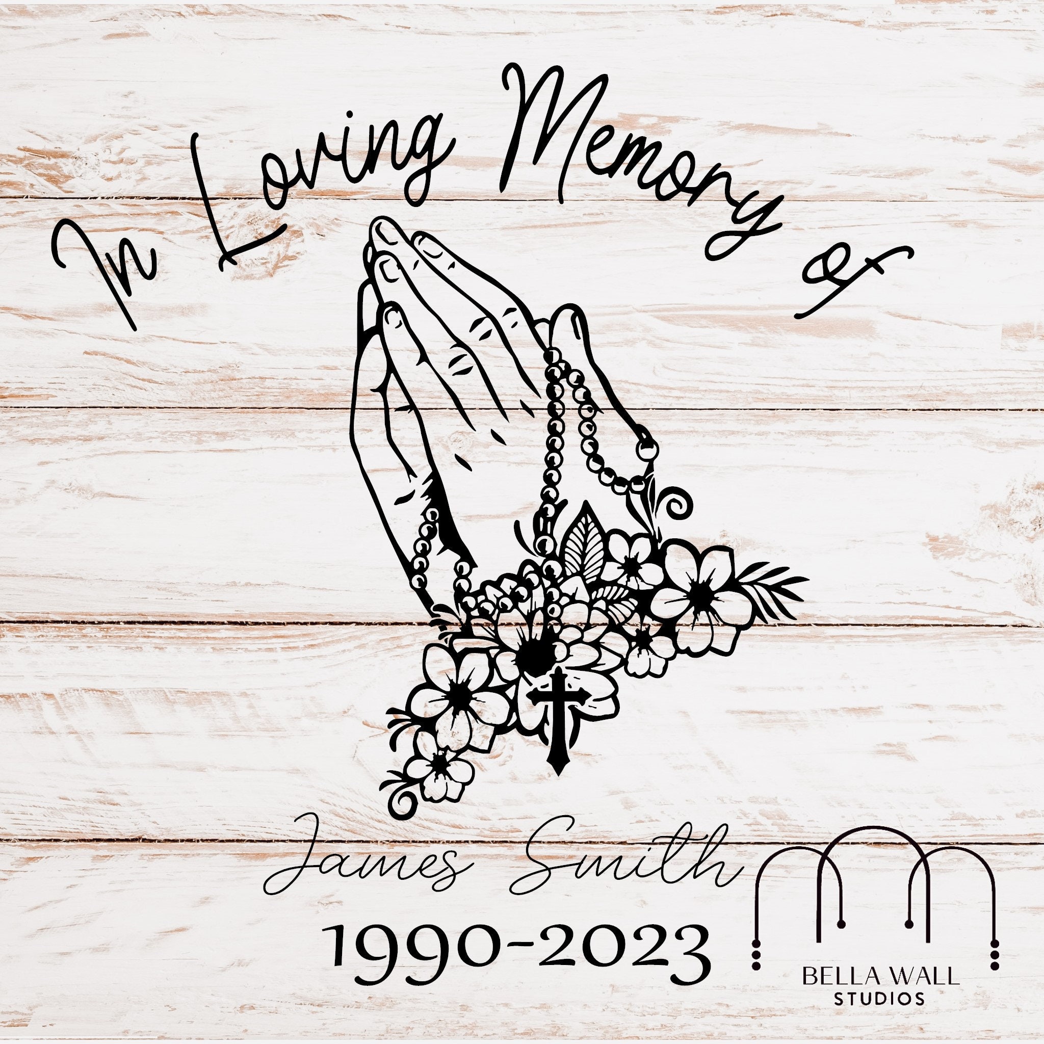 Floral Praying Hands in Loving Memory Car Decal/ Personalized Name ...