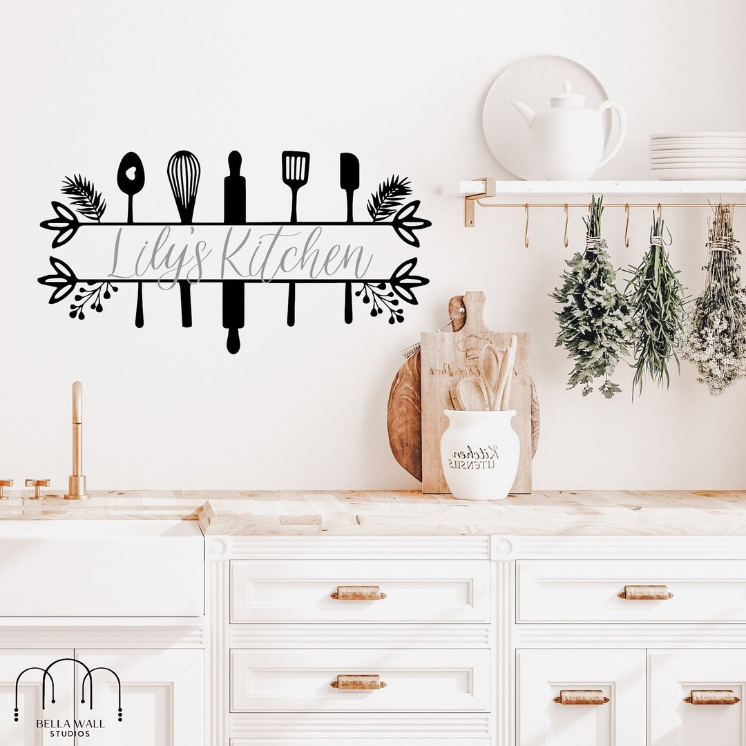 Sticker Kitchen Personalized Kitchen Decal, Custom Name Kitchen Wall Sticker, Cooking ...