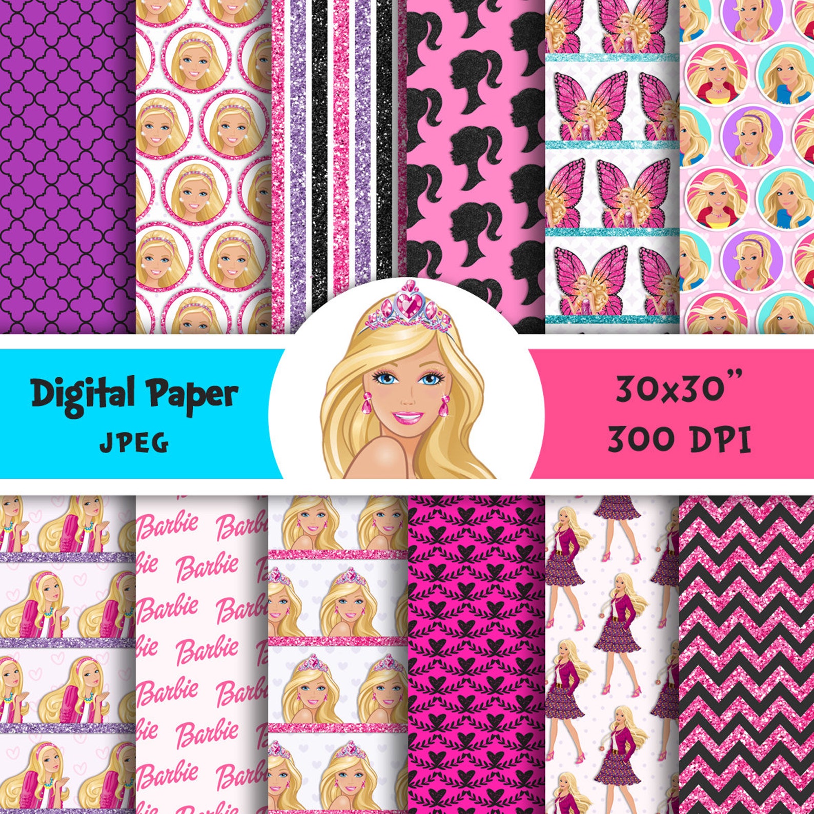Barbie Digital Paper Printable Scrapbooking Background | Etsy