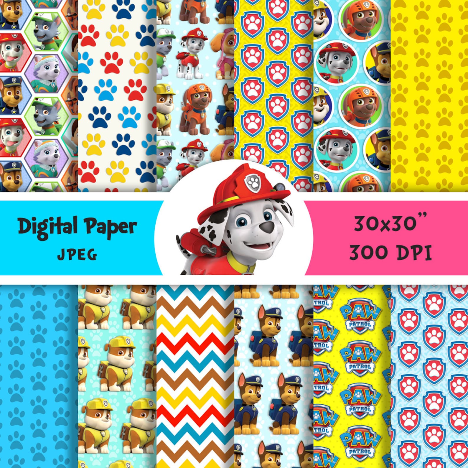 Paw Patrol Digital Paper Printable Scrapbooking | Etsy