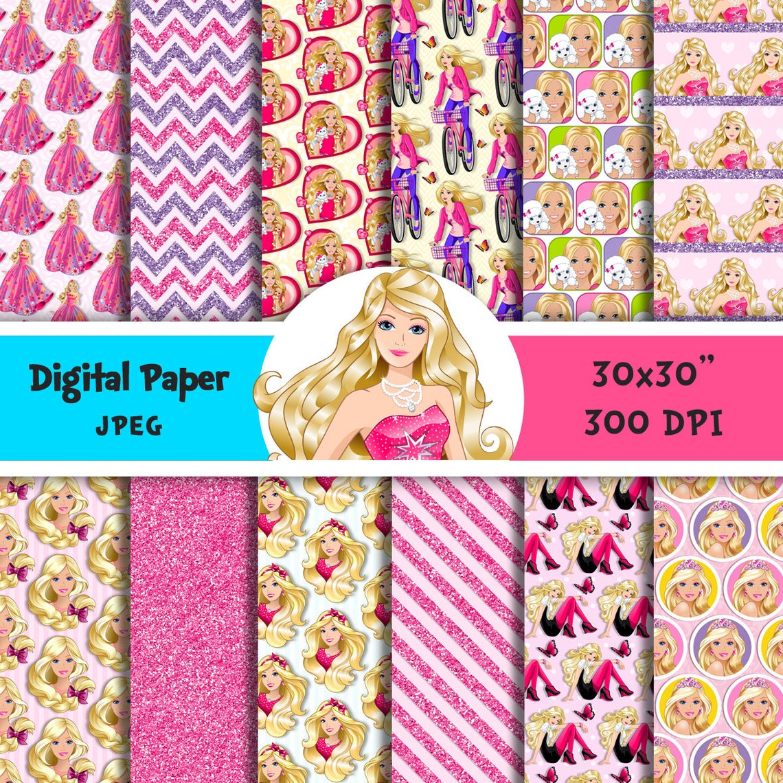 Barbie Digital Paper Printable Scrapbooking Background | Etsy