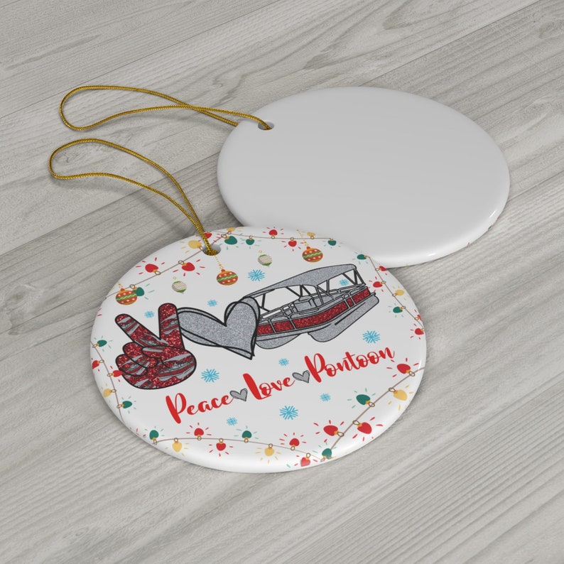Pontoon Christmas Ornaments Peace Love Pontoon Pontoon Etsy