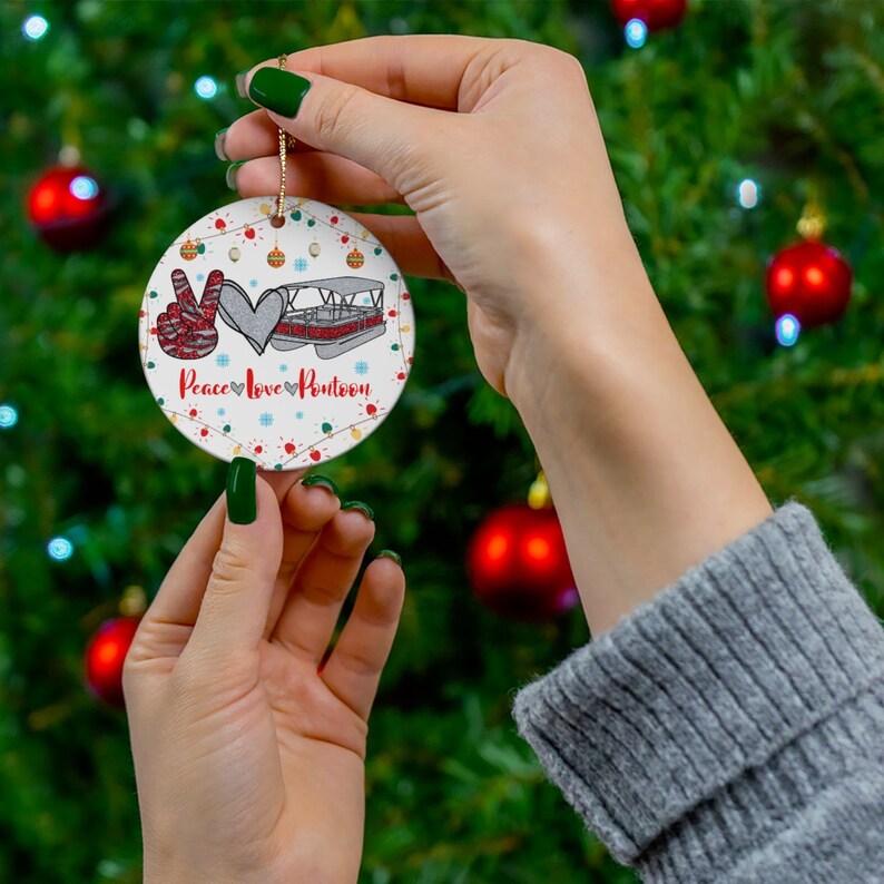 Pontoon Christmas Ornaments Peace Love Pontoon Pontoon Etsy