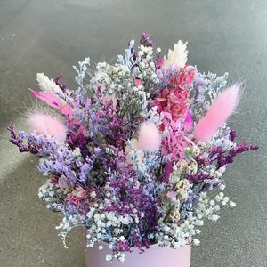 Dried Floral Arrangement with Baby Breath + Bunny Tails + Misty Blues | Forever Flowers | Preserved Flowers