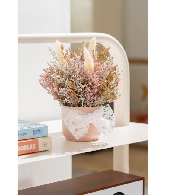Dried Flower Bouquet in Pot | Perfect Gift | Desk Gift | Housewarming Gift | Everlasting Flowers | Antique Blush